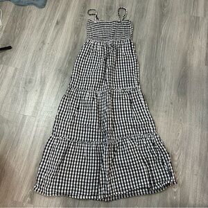 S - Sim & Sam - Gingham Black & White Maxi Dress - Removeable & Adjustable Strap